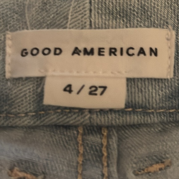 Good American Light Blue Cropped Jeans Denim Ankle Distressed Size 27 4 Stretchy - Picture 5 of 7